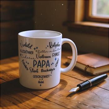 Papa - Keramiktasse - personalisiert - Namenstasse - Vatertag - Kaffeetasse - Kaffeebecher - Teetasse - Artikel-Nr. 1100009
